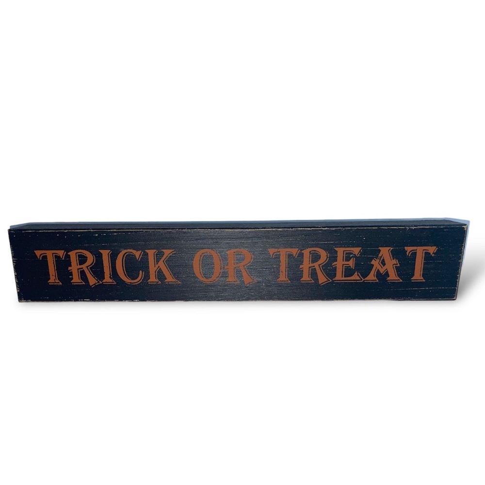 Halloween Trick or Treat Tabletop Block Sign black centerpiece decoration decor
